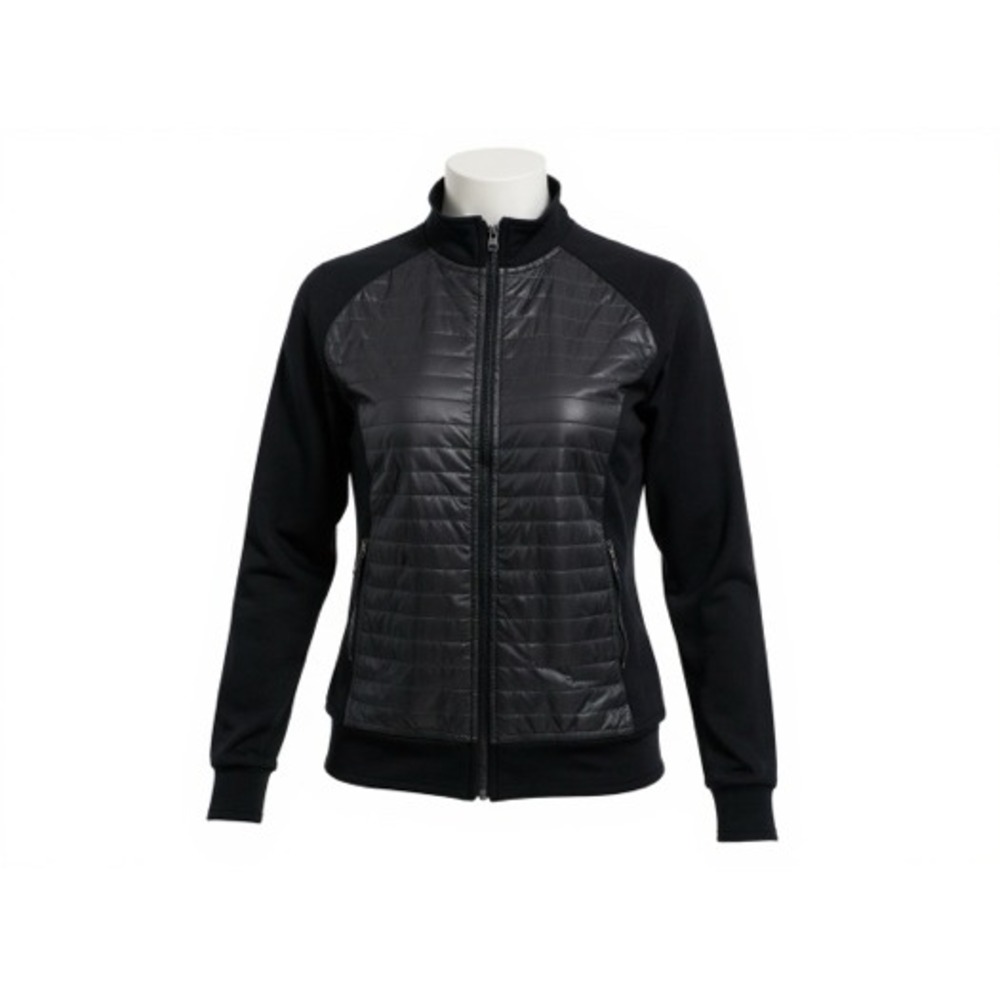 Champion Women Black Quilted Puffer Track Jacket Full Zip Athletic Casual M M